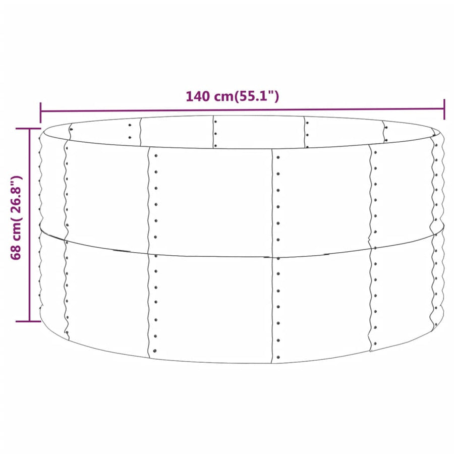 Garden Raised Bed Grey 140x140x68 cm Galvanised Steel
