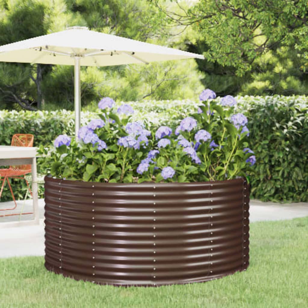 Garden Raised Bed Brown 140x140x68 cm Galvanised Steel