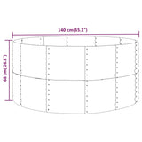 Garden Raised Bed Silver 140x140x68 cm Galvanised Steel - Top-Down View