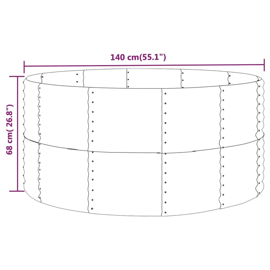 Garden Raised Bed Silver 140x140x68 cm Galvanised Steel