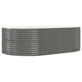 Garden Raised Bed Grey 212x140x68 cm Galvanised Steel - Front View