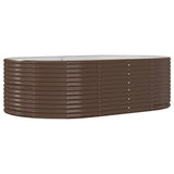 Garden Raised Bed Brown 212x140x68 cm Galvanised Steel - Front View