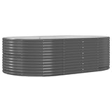 Garden Raised Bed Anthracite 212x140x68 cm Galvanised Steel - Front View