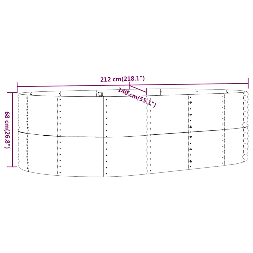 Garden Raised Bed Anthracite 212x140x68 cm Galvanised Steel