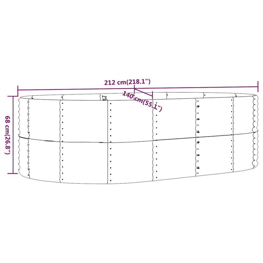 Garden Raised Bed Anthracite 212x140x68 cm Galvanised Steel