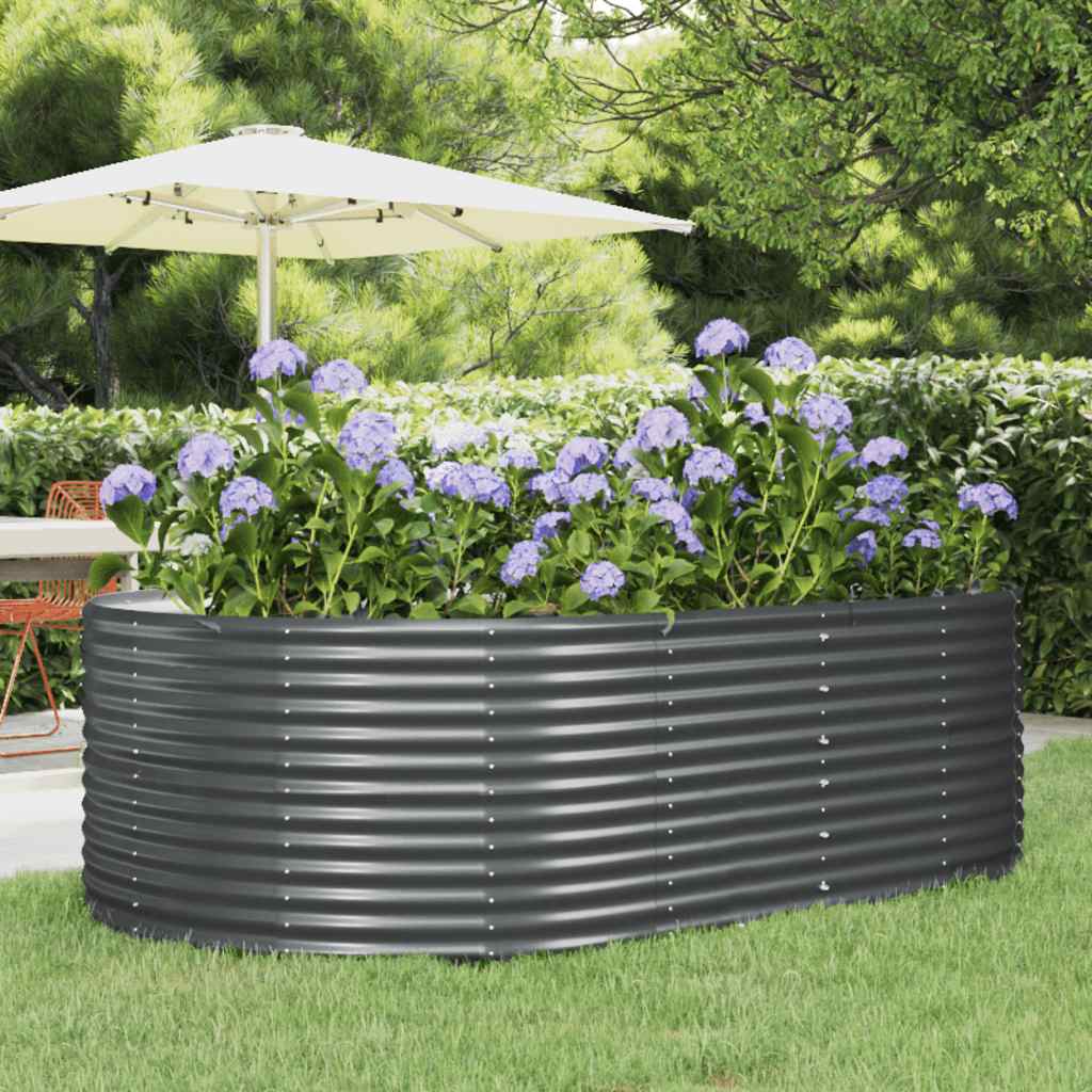 Garden Raised Bed Anthracite 212x140x68 cm Galvanised Steel