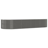Garden Raised Bed Grey 367x140x68 cm Galvanised Steel - Front View
