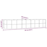 Garden Raised Bed Grey 367x140x68 cm Galvanised Steel - Rear View