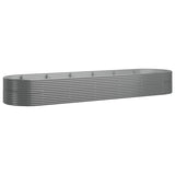 Garden Raised Bed Powder-Coated Steel 510x140x68 cm Grey - Front View