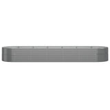 Garden Raised Bed Powder-Coated Steel 510x140x68 cm Grey - Side View
