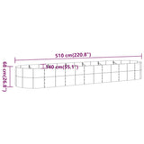 Garden Raised Bed Powder-Coated Steel 510x140x68 cm Grey - Rear View