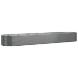 Garden Raised Bed Powder-Coated Steel 584x140x68 cm Grey - Front View