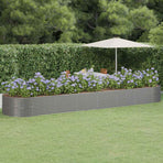 Garden Raised Bed Powder-Coated Steel 584x140x68 cm Grey