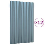 Roof Panels 12 pcs Galvanised Steel Grey 60x36 cm