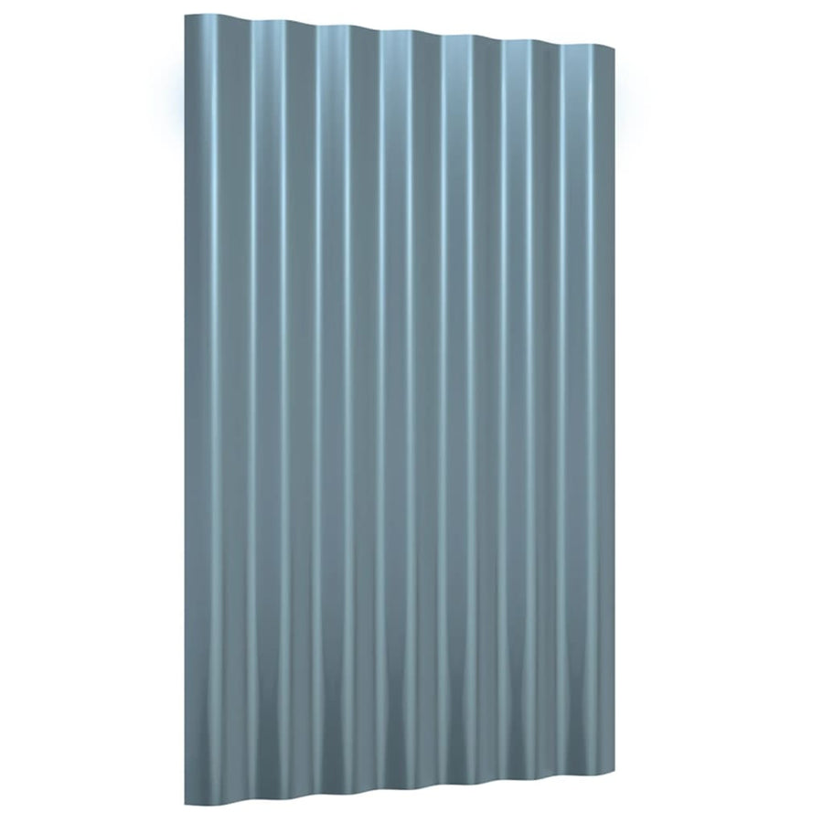 Roof Panels 12 pcs Galvanised Steel Grey 60x36 cm