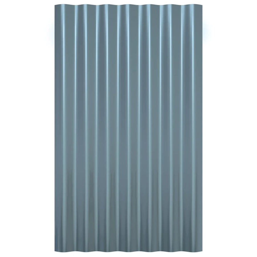 Roof Panels 12 pcs Galvanised Steel Grey 60x36 cm