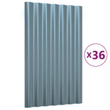 Roof Panels 36 pcs Galvanised Steel Grey 60x36 cm