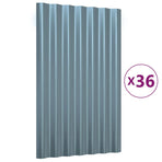Roof Panels 36 pcs Galvanised Steel Grey 60x36 cm
