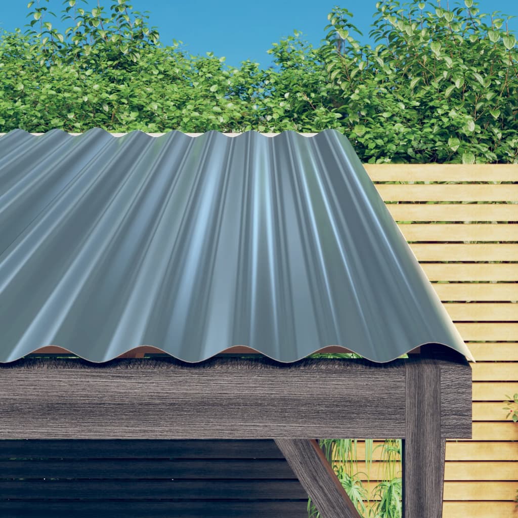 Roof Panels 36 pcs Galvanised Steel Grey 60x36 cm