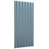 Roof Panels 12 pcs Galvanised Steel Grey 80x36 cm - Side View