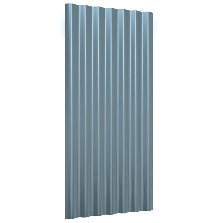 Roof Panels 12 pcs Galvanised Steel Grey 80x36 cm