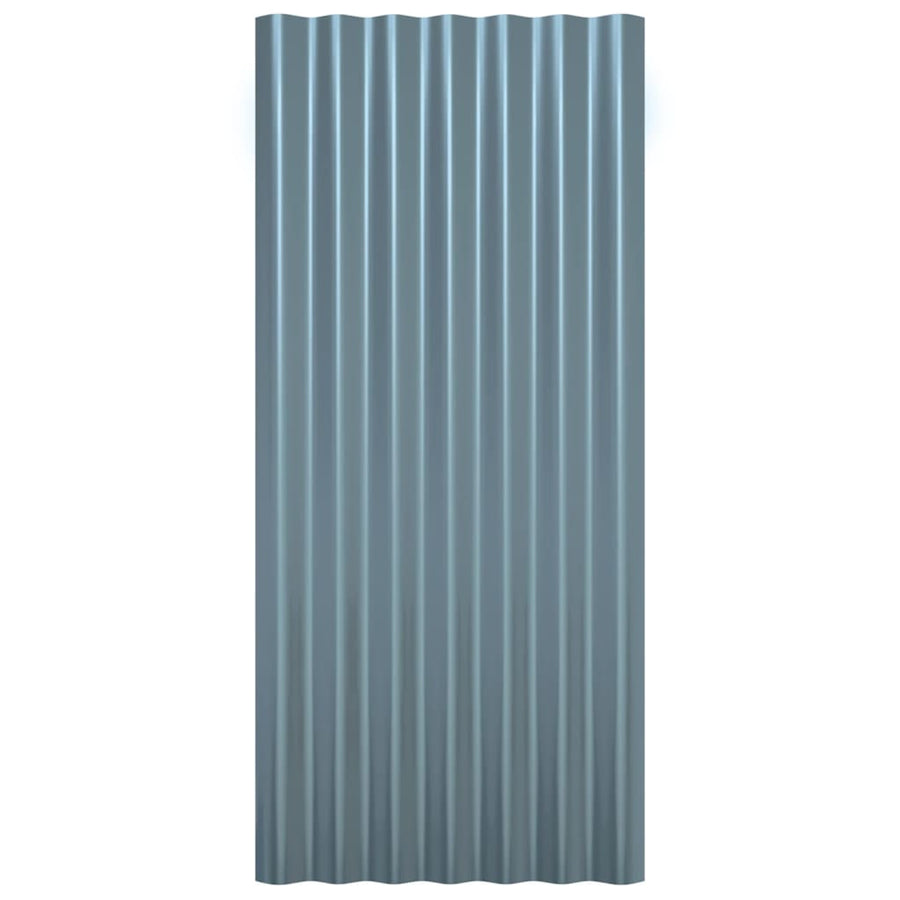 Roof Panels 12 pcs Galvanised Steel Grey 80x36 cm