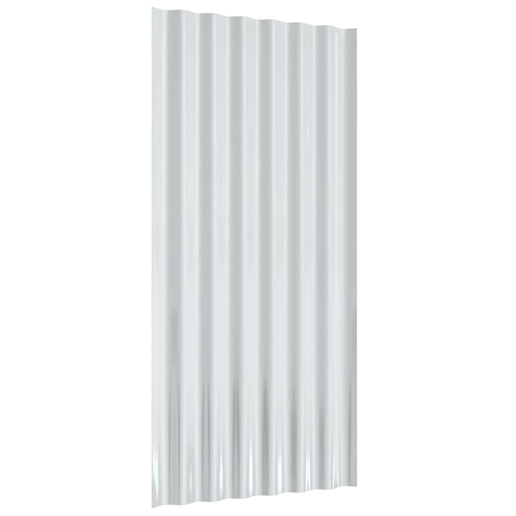 Roof Panels 12 pcs Galvanised Steel Grey 80x36 cm