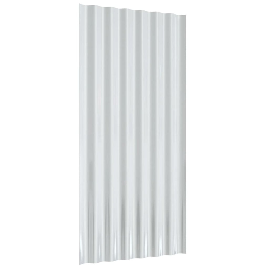 Roof Panels 12 pcs Galvanised Steel Grey 80x36 cm
