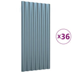 Roof Panels 36 pcs Galvanised Steel Grey 80x36 cm