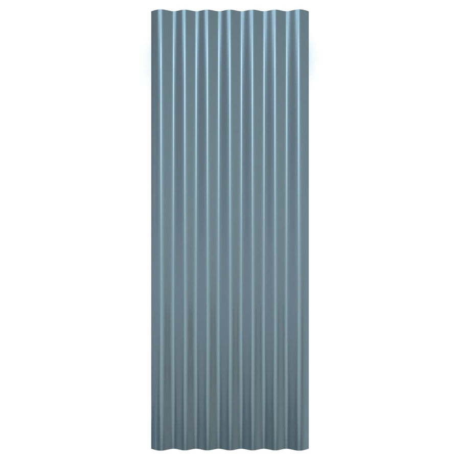 Roof Panels 12 pcs Galvanised Steel Grey 100x36 cm