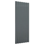 Roof Panels 12 pcs Galvanised Steel Anthracite 100x36 cm - Side View