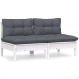 2-Seater Garden Sofa with Anthracite Cushions Solid Wood Pine - Front View