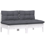 2-Seater Garden Sofa with Anthracite Cushions Solid Wood Pine - Side View