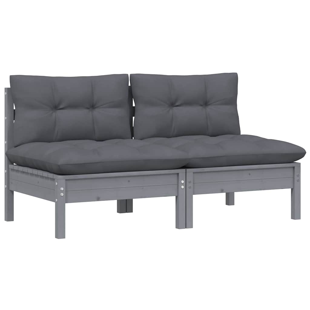 2-Seater Garden Sofa with Anthracite Cushions Solid Pinewood