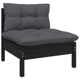 2-Seater Garden Sofa with Anthracite Cushions Solid Wood Pine