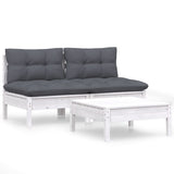 3 Piece Garden Lounge Set with Anthracite Cushions Pinewood - Front View