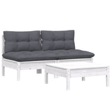 3 Piece Garden Lounge Set with Anthracite Cushions Pinewood - Side View