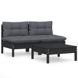 3 Piece Garden Lounge Set with Anthracite Cushions Pinewood - Front View