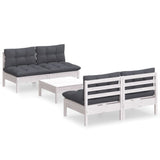 5 Piece Garden Lounge Set with Anthracite Cushions Pinewood - Front View