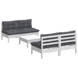 5 Piece Garden Lounge Set with Anthracite Cushions Pinewood - Side View