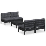 5 Piece Garden Lounge Set with Anthracite Cushions Pinewood - Front View