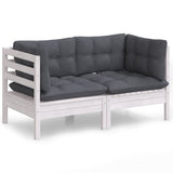 2-Seater Garden Sofa with Anthracite Cushions Solid Wood Pine - Front View
