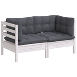 2-Seater Garden Sofa with Anthracite Cushions Solid Wood Pine - Side View