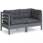 2-Seater Garden Sofa with Anthracite Cushions Solid Pinewood