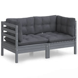 2-Seater Garden Sofa with Anthracite Cushions Solid Wood Pine - Front View