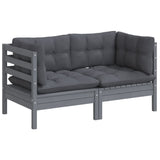 2-Seater Garden Sofa with Anthracite Cushions Solid Wood Pine - Side View