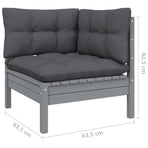 2-Seater Garden Sofa with Anthracite Cushions Solid Pinewood