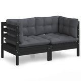 2-Seater Garden Sofa with Anthracite Cushions Solid Wood Pine - Front View