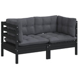2-Seater Garden Sofa with Anthracite Cushions Solid Wood Pine - Side View