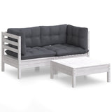 3 Piece Garden Lounge Set with Anthracite Cushions Pinewood - Front View